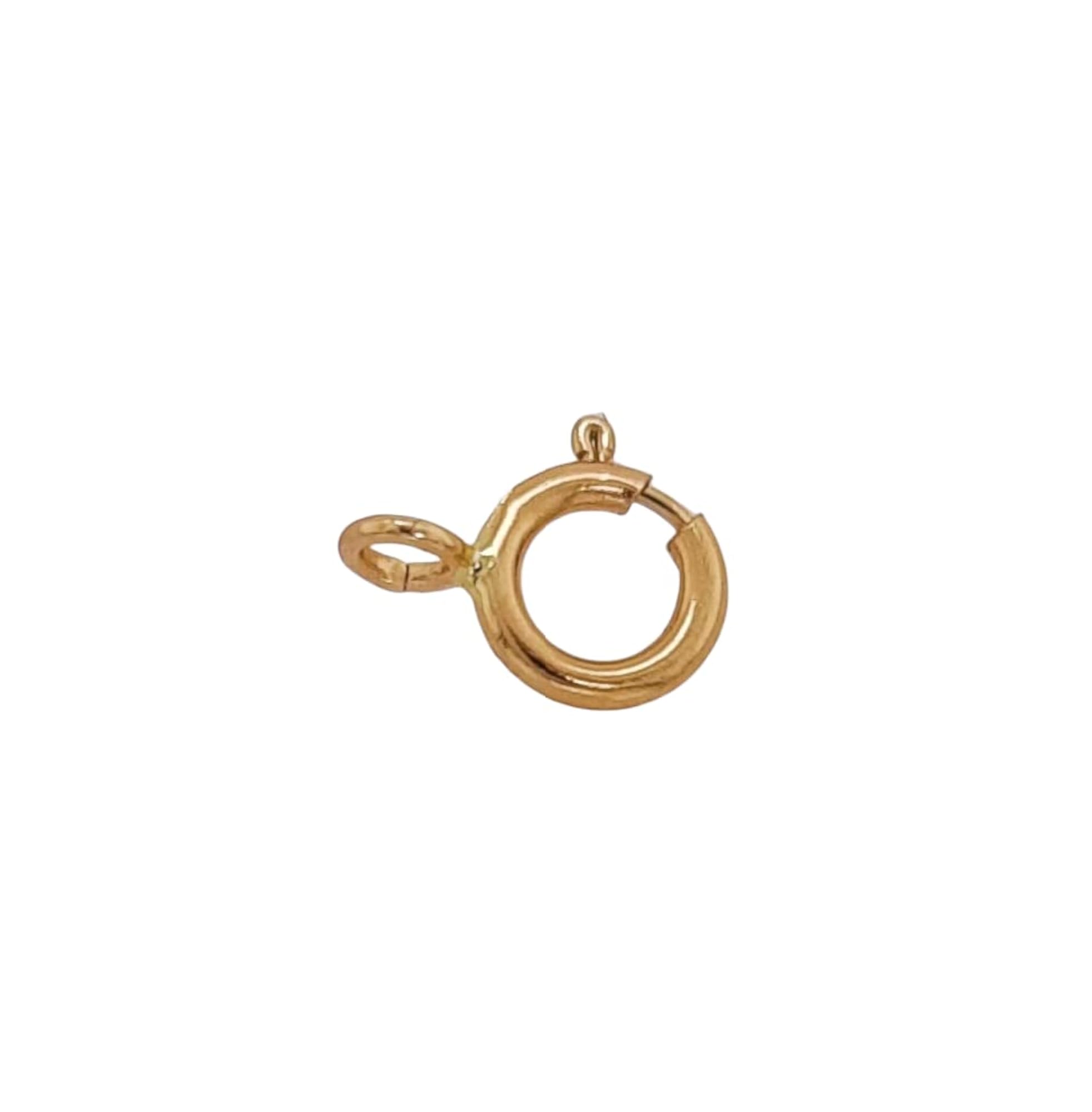 14K Solid Yellow Gold Spring Ring Clasp Open Ring
